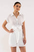 Waist Tie Button Down Mini Dress White
