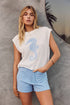 Fresh Coastal Inspired Graphic Relaxed Fit Sweater Top