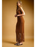 Net Pattern Knitted Dress in Golden