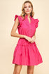 Luna Pleated Mini Dress Hot Pink