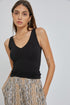Trina V-Neck Knit Tank  Black