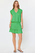 Mini Dress With Pleated Skirt spring green
