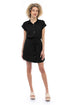 Short Sleeve Button Down Mini Dress – Black