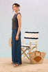 Wavy Pattern Sleeveless Knit Sweater – Navy