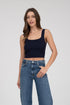 Sleeveless Sweater Knit Cropped Tank Top Navy