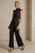 Statement Shoulder High Neck Jumpsuit – Black