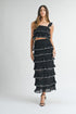 Tiered Ruffle Knit Top – Black & White
