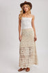 Sheer Crochet Knit Midi Skirt with Lining
