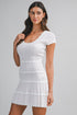 Textured Knit Mini Dress With Scallop Hem - Pink
