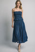 Smocked-Waist Midi Skirt