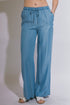 Wide-Leg Chambray Pants
