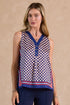 Checkerboard Printed V-Neck Sleeveless Top – Navy