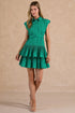 Polka Dot Printed Button Down Tiered Mini Dress