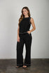 Back Button Detail Sleeveless Ribbed Knit Top