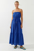 Strapless Drawstring Waist Maxi Dress – Capri Blue