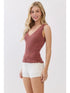Ribbed V-Neck Sleeveless Sweater Top – Rose