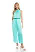 Button Down Jumpsuit with Frill Neck Detail: Ice Green