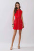 Sleeveless Contrast Stitch Belted Mini Dress