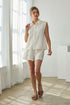 Sleeveless Collared Button-Down Novelty Lace Shirt
