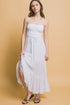 Smocked Strapless Maxi Dress in White