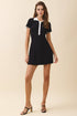 Contrast Polo Collar Detail Sleek Knit Mini Dress