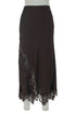 Lace Trim Asymmetrical Satin Midi Skirt