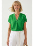 Whipstitch Drop Shoulder Regular Blouse – Fern Green