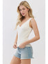 Ribbed V-Neck Sleeveless Sweater Top Ivory