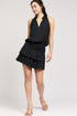 Pleated Tiered Mini Dress In Black