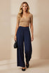 Smocked Waist Wide Leg Pant: Navy