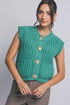 Knit Sweater Vest Gold Button Down