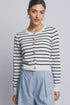 Striped Cardigan with Gold Floral Button