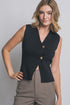Golden Button Sleeves V-neck Vest Top