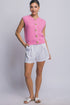 Round-neck Knit Vest with Shell Buttons