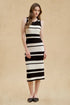 Stripe Sleeveless Crochet Knit Midi Dress – Black