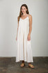 Pleated Pintuck Detail Spaghetti Strap Maxi Dress - Natural