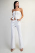 Stretch Denim Button Detailed Flare Pants