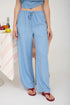 Chambray Drawstring Wide Leg Lounge Pants