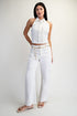 Stretch Twill Ruffled Halter Top