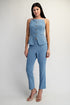 Crop Pants With Side Zipper & Button Closure