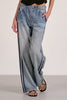 Elastic Waistband Loose Jeans With Stripe