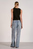Elastic Waistband Loose Jeans With Stripe
