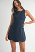 Linen Mini Dress With Scallop Hem