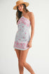 Embroidered Halter Neck Mini Dress