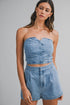 Denim Button Down Tube Top