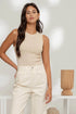 Sleeveless Round Neck Sweater Knit Top – Khaki