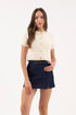 Gold Button Short Sleeve Knit Cropped Cardigan - Cream