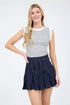 Stripe Ruffle Trim Sleeveless Pullover Sweater – Ivory