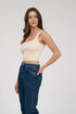 Sleeveless Sweater Knit Cropped Tank Top Cream