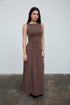 Gathered Bodice Sleeveless Maxi Dress – Brown